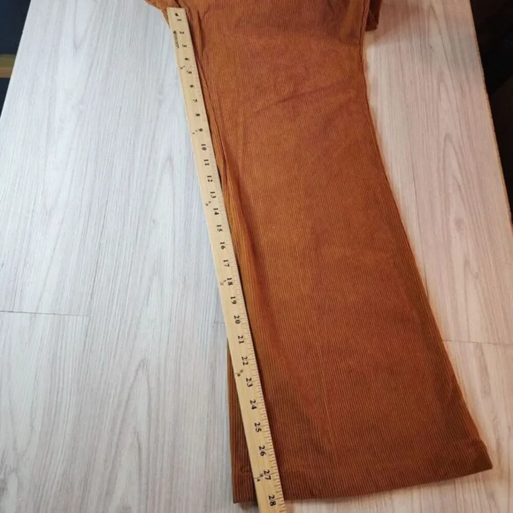 NEW Noracora Women's  XXL Corduroy‎ Pants Burnt Orange Pull-On Wide-Leg Pleated